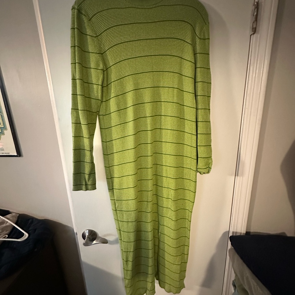 Target Lime Green Striped Long Sleeve Dress